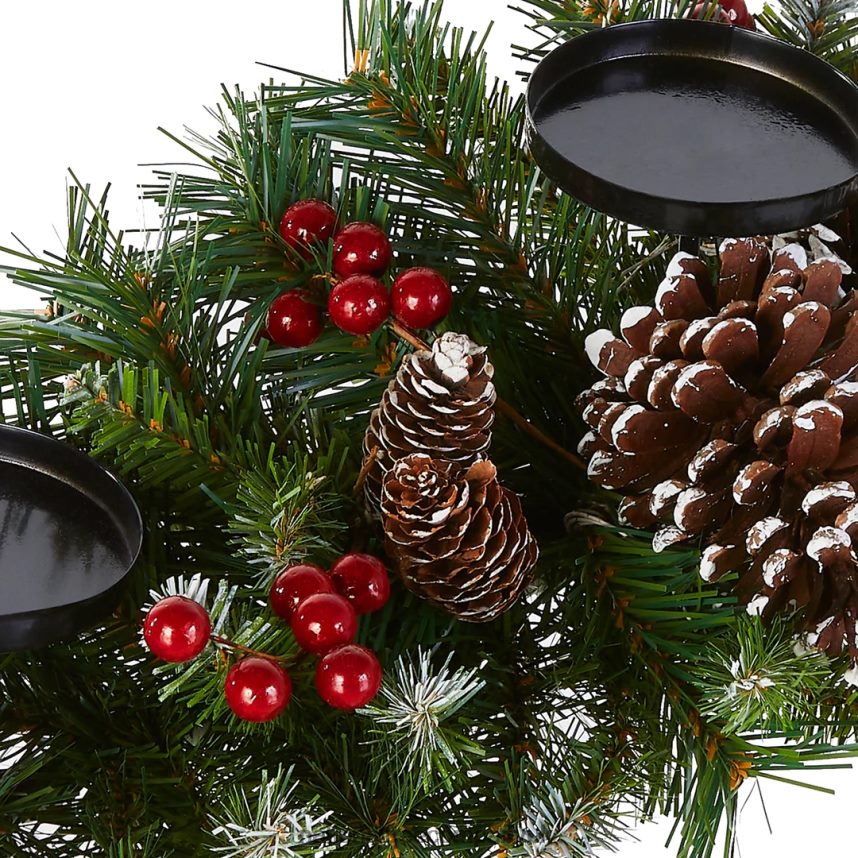 Greenery | National Tree Company 30in Frosted Berry Centerpiece and Candle Holder F2L4F455